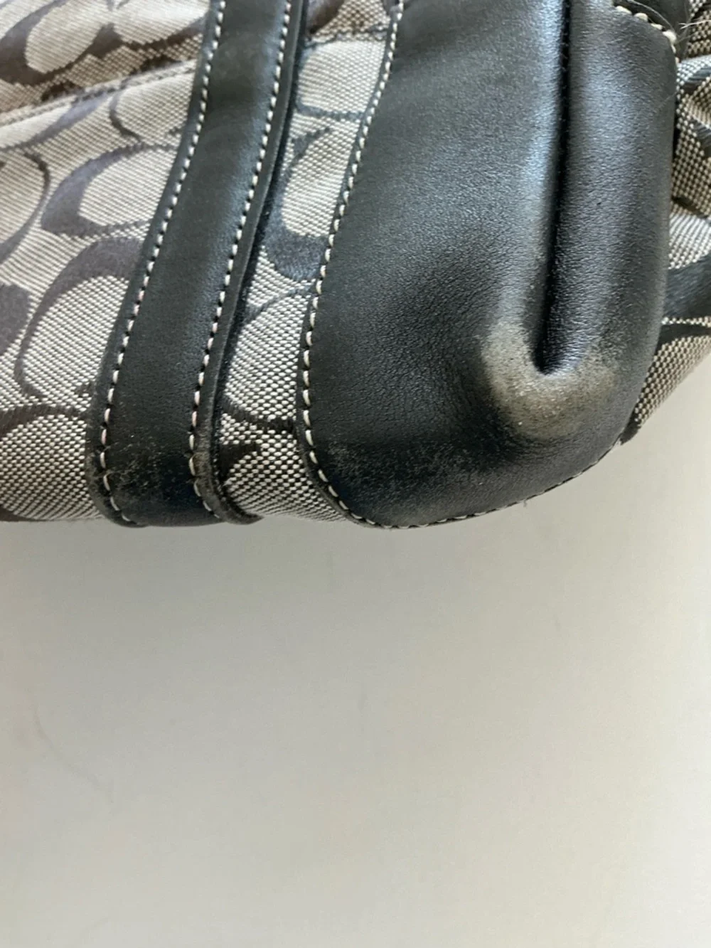 Coach Signature Canvas Tote Bag Brown Black Leather Trim Style 6042 - Picture 9 of 15